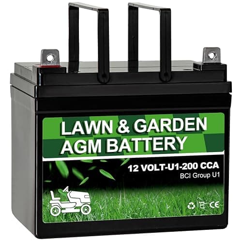 Lawn Garden AGM Battery Group U1, 12 Volt 200CCA,Rechargeable SLA Starting Battery for Lawn, Tractors and Mowers, Compatible with John Deere, Toro, Cub Cadet, and Craftsman Mower - U1-200CCA - Image 1