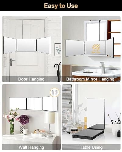 JUSRON 360 Viewing Angle Self Hair Cutting Mirror, Clear Anti-Fog HD Glass, USB Rechargeable, Easy to Use, Height Adjustable, Portable, Good Choice for Gifts thumbnail 7