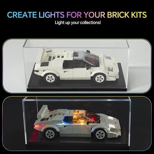 LBASE Wireless LED Light Kit for Lego Speed Champions - Car Building Blocks Lighting Set with Transparent Display Box, 1 Set + 1 Box of Random Lights (Model Not Included) thumbnail 3