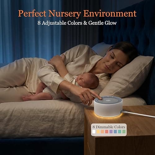 Kipcush White Noise Machine with Night Light – Nursery Sound Machine with Soft Non-Glare Lamp, 30 Soothing Sounds, 8 Color Lights, Up to 8-Hour Timer for Baby & Adults thumbnail 4