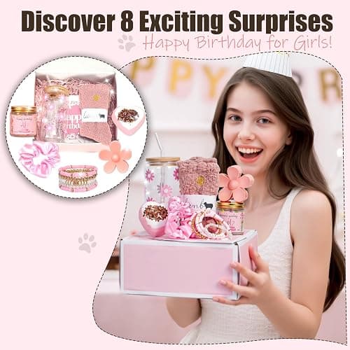 HIDDEN NUTS Birthday Gift for Teen Girls, Happy Birthday Box for Girl, Cute Preppy Stuff for Tween Girls, Christmas, Cute Daisy Aesthetic Glass Cups Tumbler Teen Gals Gifts Set 8pcs thumbnail 2