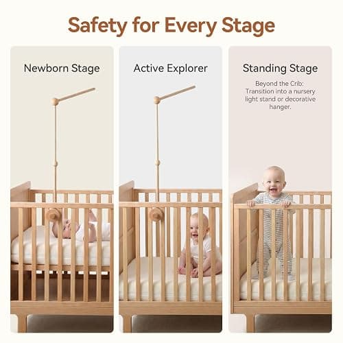 Crib Mobile Holder, HBM Wooden Mobile Arm & Hanger for Crib, Nursery Decor for Baby Girl Boy thumbnail 7