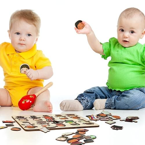 Kathfly Wooden Multicultural Doll Puzzles for Kids Interchangeable Dress Up Diversity Wood Peg Puzzles for Preschool World thumbnail 2