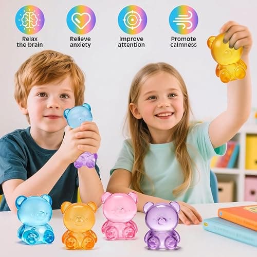 VISCOO 4 Pack Stress Bear Squishy Ball, Bear Squishy Toys,Slow Rising | Sugar Filled Fidget Toys for Stress Relief, Slow Rising Stress Balls for Kids - Squeeze Balls Party Favors Birthday Gifts thumbnail 5