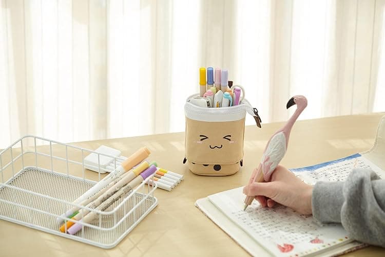 Friinder Telescopic Pencil Bag Pen Holder Pop Up Stationery Case, Stand-up Retractable Transformer Bag Standing Organizer, Great for Christmas Holiday New Year Office Bag thumbnail 3