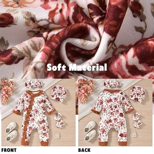 Aalizzwell Baby Girls Romper Outfit Fall Winter Clothes with Accessories thumbnail 5