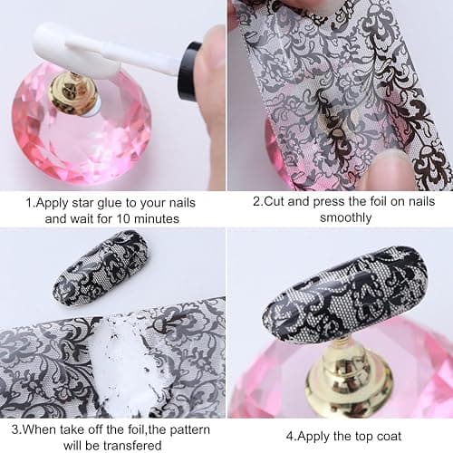 MOLILON Flower Nail Foil Nails Art Design Stickers Decals Lace Nail Art Flowers Holographic Foils Paper Starry Sky Star Transfer Foil Nail Wraps for DIY Nails Decoration - 10 Sheets thumbnail 9
