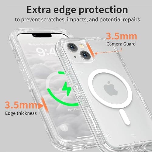Follaroma for iPhone 13 Case, Compatible with MagSafe, Durable Dual Layer Transparent Magnetic Phone Cases, Heavy Duty Shockproof and Anti-Drop Protective Cover for iPhone 13, 6.1'', Clear thumbnail 5