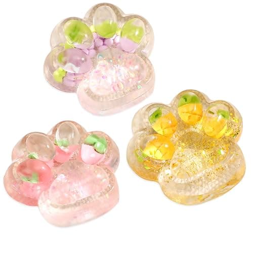 3 Pcs Cat Paw Squishy, Taba Squishy Paw kit for Stress Relief, Fruits Taba Cat Paw Squishys, Fufu Squishys, Squeeze Toys, Soft Fidget Toys Adorable for Kids & Adults Party Gifts - Image 1