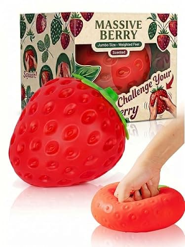 Squishy Squeeze Strawberry Giant Jumbo Big 7 Inch Slow Rising Stress Ball, Realistic Fruit Squeeze Toy for Relief, Adults Kids Sensory Fidget Strawberry Squishy Gifts Party Favor(7 Inch Red) - Image 1