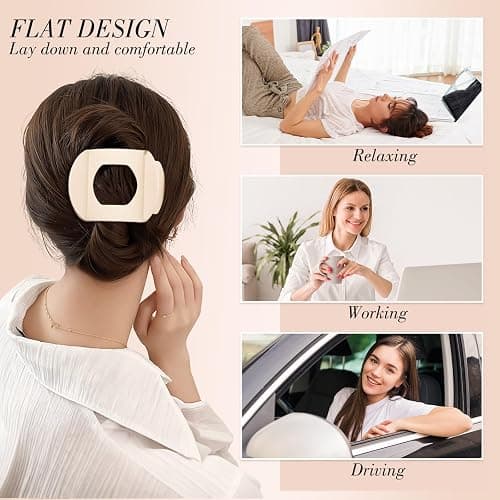 Obeoby 6 Pcs Flat Hair Clips for Women, Medium Flat Claw Clips French Hair Barrettes Accessories Hair Claws for Medium Hair Volume Stocking Stuffers thumbnail 6