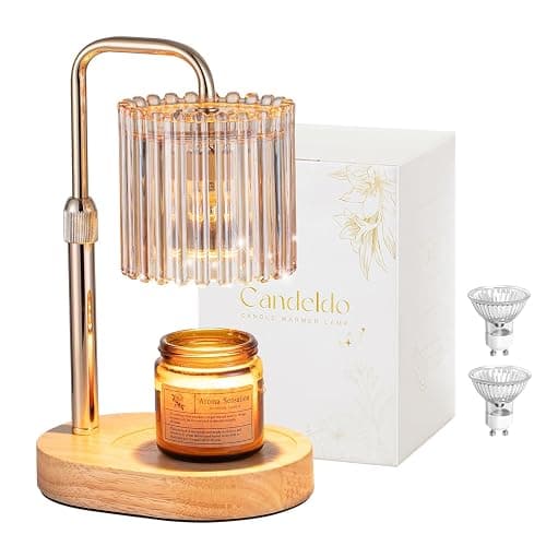 Candeldo Candle Warmer Lamp with Timer: Gold Candle Warming Lamp Height Adjustable Wax Melt Warmer Dimmable Modern Farmhouse New Home Bedroom Decor Christmas Housewarming Gift for Women - Image 1