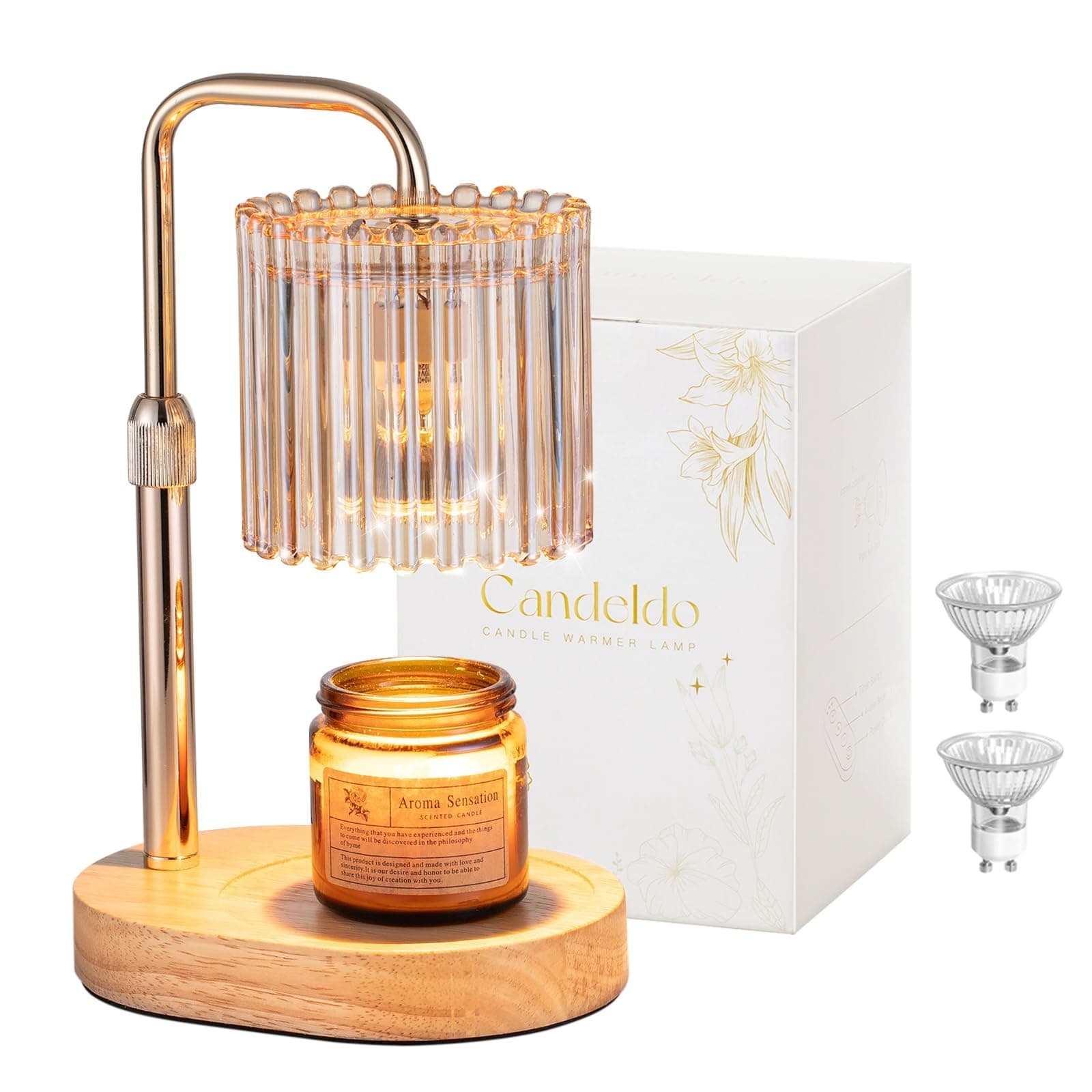Candeldo Candle Warmer Lamp with Timer: Gold Wax Melt Warmer - Image 1