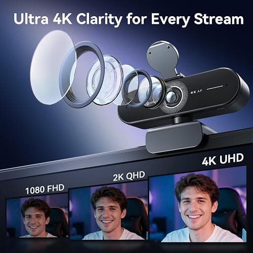 EMEET C60E 4K Webcam for Streaming & Gaming，PDAF Autofocus | Dual Mics, Live Streaming Camera with Auto Light Correction, Plug & Play USB Webcam for PC & Mac thumbnail 2
