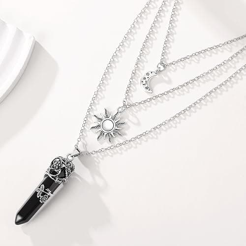 DHZJTSL Gothic Crescent Moon Neckalce for Women, Moon Sun Star Choker Witchy Necklace Goth Witch Emo Grunge Pendant Halloween Christmas Jewelry Gift thumbnail 3