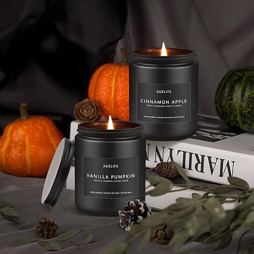 Auelife Fall Candle, Vanilla Pumpkin Scented for Home, Soy Wax | Autumn aromatherapy candle; 50-Hour Burn; Fall home decor; Holiday gift for women men thumbnail 3