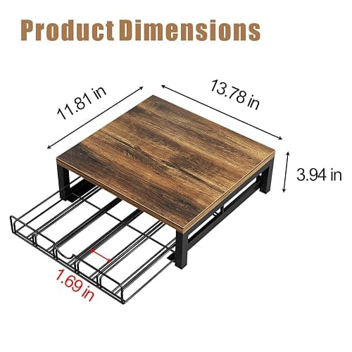 Dazioter Coffee Pod Holder Drawer 1 Tier for K Cup Capsule Pods Storage Organizer Under Coffee Pot Storage Sliding Drawer (Black, 1 Tier) thumbnail 3