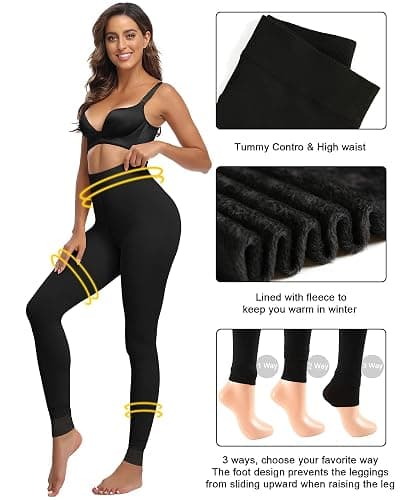 CHRLEISURE Women's Fleece Lined Tights - Fake Sheer Warm Pantyhose Thick Winter Leggings thumbnail 4