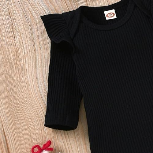 Aalizzwell Preemie Newborn Infant Baby Girls Clothes Ribbed Romper Bodysuit Pants Set Fall Winter Outfits thumbnail 6
