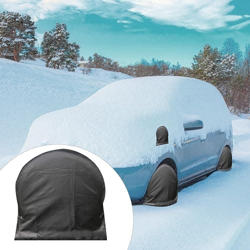 Tire Covers, 4pcs Black Outdoor Waterproof Tire Covers, Waterproof Anti-UV Snow Sun Rain Tire Protector Covers for RV, Truck,Trailer, Camper (30-32 Inch) thumbnail 5