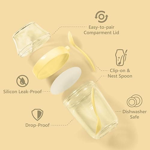 Felli On The Go Yogurt Parfait Snack Cup with Lid, Reusable Leak Proof Acrylic Travel Container for To Go Cereal Granola Milk, 12 oz Clear Mason Jar with Spoon & Crunch Fruit Holder (2, Yellow) thumbnail 4