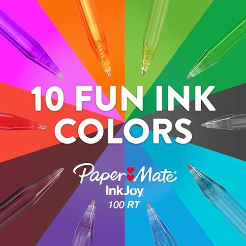 Paper Mate InkJoy 100RT Retractable Ballpoint Pens, Medium Point (1.0mm), 20 Count - Teacher Essentials, Colorful Office Supplies, Note-Taking, Back to School thumbnail 4