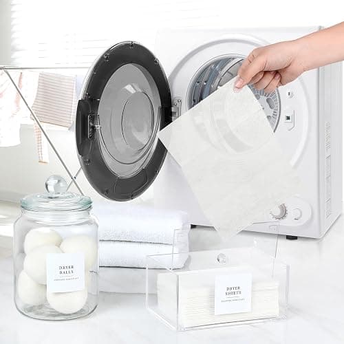 Glass Jars and Dryer Sheet Holder, Dispenser Set with Lids and Labels, Containers for Laundry Room Organization and Storage, Half Gallon Airtight Glass jars, Acrylic Storage Box for Laundry supplies, thumbnail 7