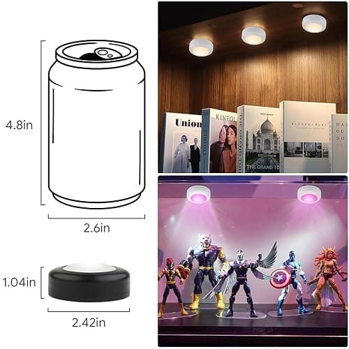 Yiliaw 3 Pack LED Puck Lights Remote Control 16 Color Changeable Under Cabinet Lights, Battery Operated Lights Night Light with Dimmer & Timmer for Closet Bedroom Kitchen, Black thumbnail 6