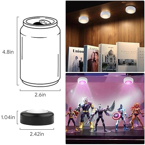 Yiliaw 12 Pack LED Puck Lights Remote Control 16 Color Changeable Under Cabinet Lights, Battery Operated Lights Night Light with Dimmer & Timmer for Closet Bedroom Kitchen, Black thumbnail 7