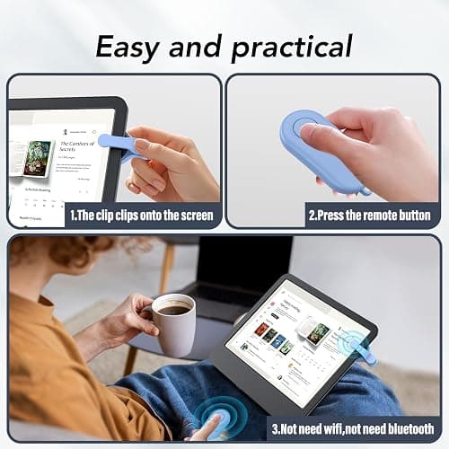 Remote Control Page Turner for Kindle Paperwhite Oasis Kobo eReaders,Kindle Clicker Page Turner Accessories for iPhone,iPad, Android Tablets Reading Novels,Video Record&Shutter Selfie (Blue) thumbnail 4