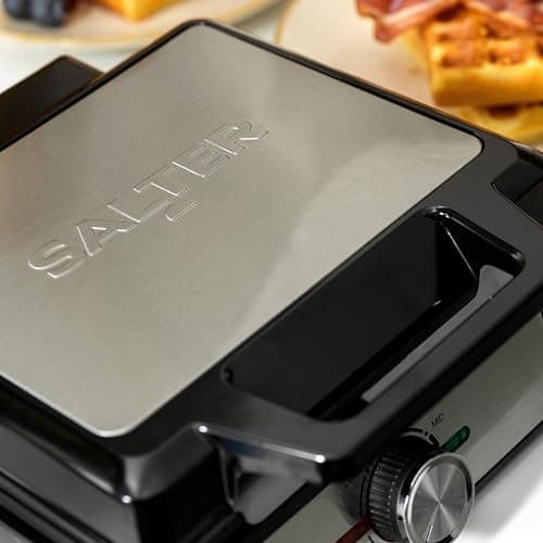 Salter Waffle Maker Machine – Non-Stick Dual Waffle Iron Plates, Deep Fill Belgian & American Waffle Machine, Adjustable Temperature Control, Cool Touch Handle, Savoury Snacks & Desserts, 1600W thumbnail 8