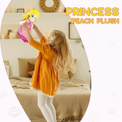 Princess Peach Plush Toy - 10 Inch Soft Princess Peach Doll, Plush Toy Stuffed Character Collection, Gift for Kids Girls Movie Fans thumbnail 6
