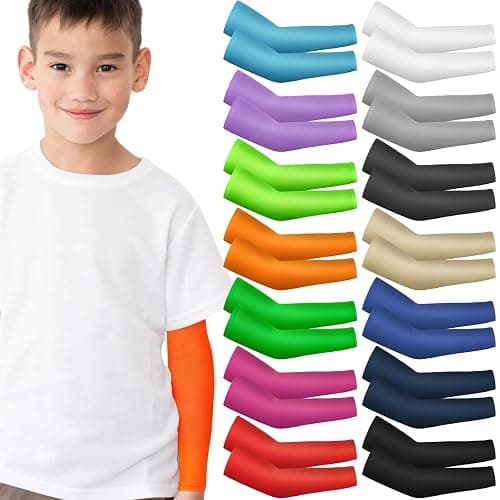 Mepase 14 Pairs Arm Sleeves for Kids UV Sun Protection Cooling Arm Compression Cover Boy Girl Toddler Sport Football - Image 1