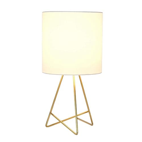 Simple Designs LT2066-GDW 13.5" Down to The Wire Metal Table Lamp with Fabric Shade, Gold with White Shade thumbnail 4