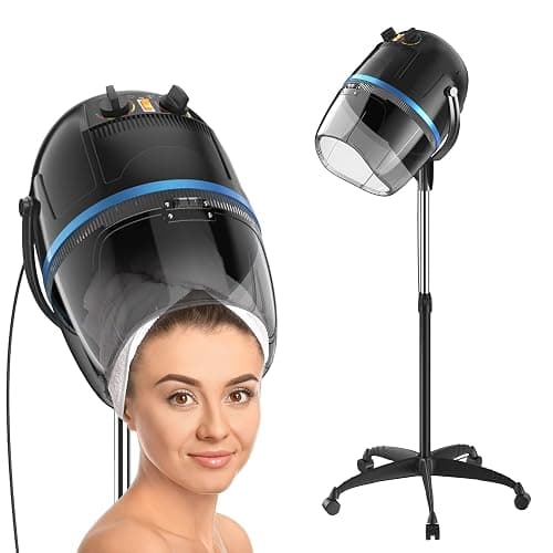 Saturnpower Hair Dryer 1300W Professional Adjustable Hooded Floor Hair Bonnet Dryer Stand Up Hair Dryers with Rolling Base for Home Salon Spa Beauty Equipment, Black - Image 1