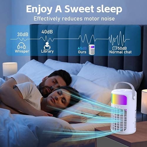 Portable Air Conditioner, 2025 Upgraded 4-IN-1 Ultra-Quiet Design Portable AC Unit with 2 Cool Mist & Speeds1500ml Remote Control Air Conditioner Evaporative for Home,Office,Bedroom, Camping thumbnail 5