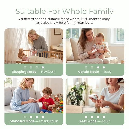 Momcozy Baby Nail File Electric, Gentle Baby Nail Trimmer Electric, Baby Nail Clipper with Night Light, 7 Grinding Head Replacement Pads, Green thumbnail 5