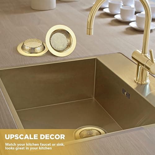 Retisee 2 Pcs Sink Strainer Stainless Steel Kitchen Sink Drain Strainer Basket Cover Mesh Hair Food Catcher, Large Wide Rim of 4.4 Diameter(Gold) thumbnail 6