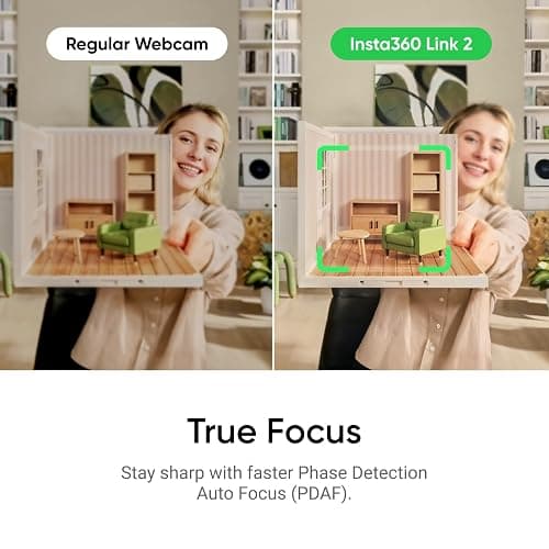 Insta360 Link 2 - PTZ 4K Webcam for PC/Mac, 1/2" Sensor, AI Tracking, HDR, AI Noise-Canceling Mic, Gesture Control for Streaming, Video Calls, Gaming, Works with Zoom, Teams, Twitch & More thumbnail 6