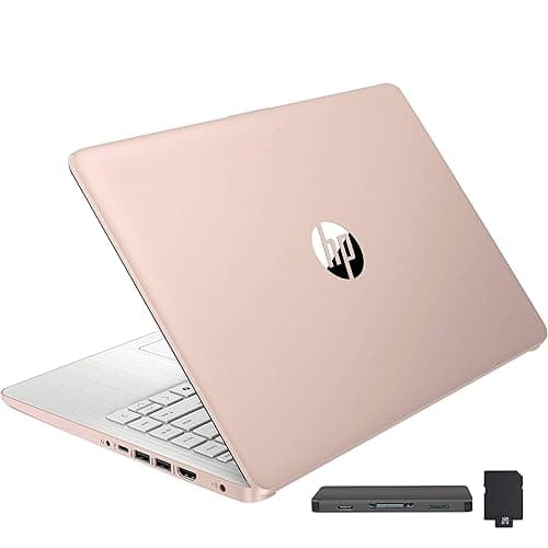 HP Flagship 14" HD Student&Business Laptop with AI Copilot, 13th Gen Intel 4-Core, 4GB RAM, 256GB Storage (128GB UFS + 128GB Docking Station), 1 Year Office 365, 720p Webcam, Win 11, Pale Rose Gold - Image 1