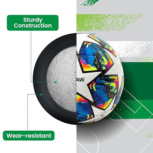 ZWAW Size 5 Soccer Ball, Waterproof PU Leather, Official Match Ball, with Pump & Needles thumbnail 3