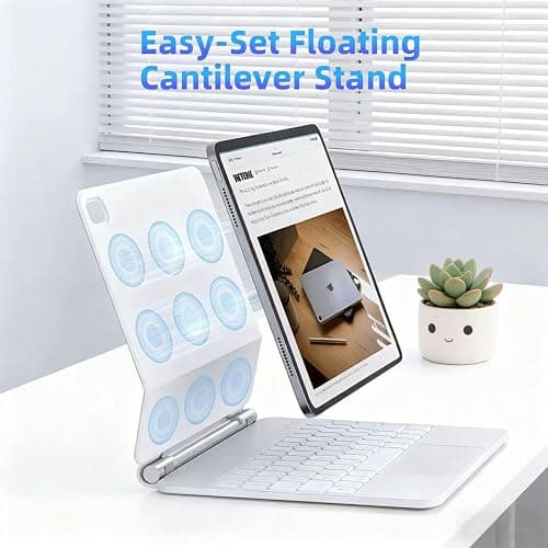 【English】Magic Keyboard for iPad Air 11 inch(M3,2025/ M2,2024) & iPad Air 5th/4th & iPad Pro 11"(1st/2nd/3rd/4th), Keyboard Case with Magnetic Stand, Multi-Touch Trackpad, 7-Color Backlight,White thumbnail 5