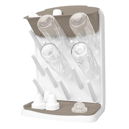 Ubbi Vertical Baby Bottle Drying Rack, Countertop Drying Rack Baby Accessory, Taupe - Image 1