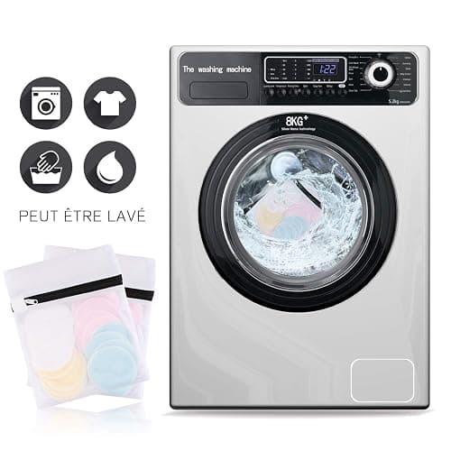 Reusable Makeup Remover Pads (16 Pack) with 2 Bags for Laundry & Storage, Reusable Bamboo Cotton Rounds, Eco-Friendly Reusable Cotton Pads for All Skin Types thumbnail 9