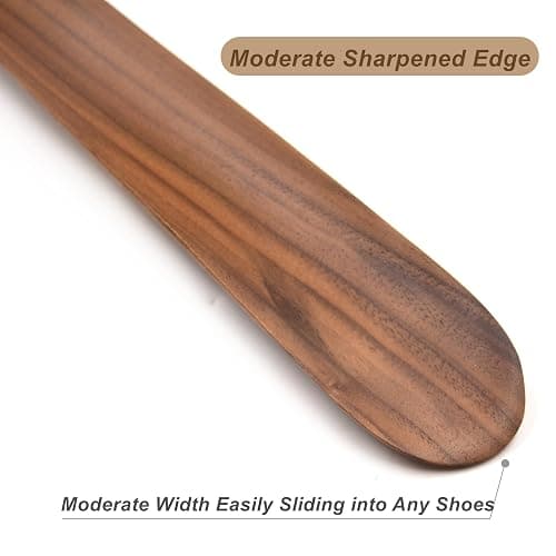 Bamber Wooden Shoe Horn Wood Shoehorn with Handle for Seniors Women Men Kids, 15'' Long, Black Walnut thumbnail 5