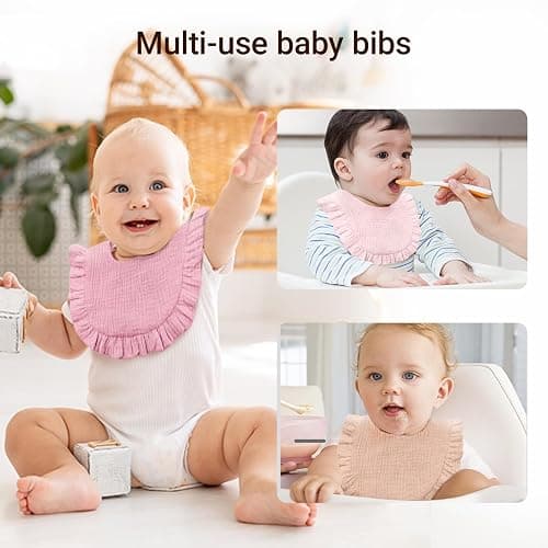 Baby Muslin Bibs,6 Pcs Drool Bandana Bibs for Baby Girl Drooling and Teething,Soft and Absorbent Cotton for Newborn thumbnail 5