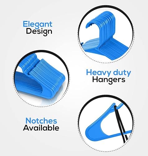 Utopia Home Plastic Hangers 50 Pack - Perfect Space Saving Clothes Hanger - Durable and Strong - Perfect Closet Organizers with Shoulder Grooves (Blue) - Pack of 50 - Blue thumbnail 5