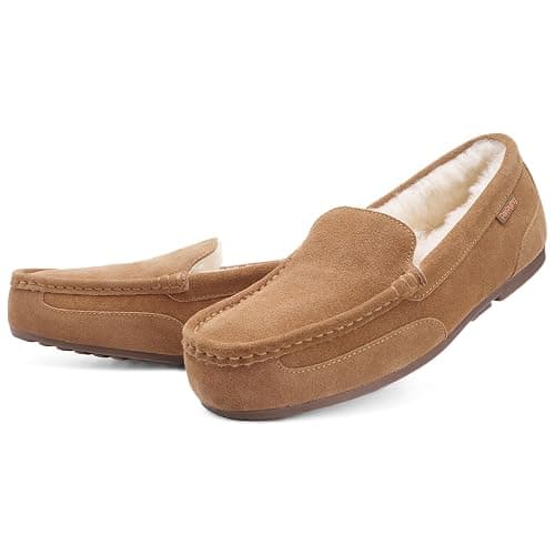 Parfeying Men's Indoor Outdoor Sheepskin Moccasins Slippers Memory Foam Driving Style Shoes thumbnail 7