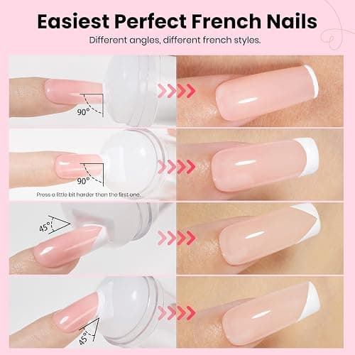 Beetles French Tip Tool Nail Stamp 6Pcs Silicone French Tips Stamp Set | Replacement Stamper Heads and Scrapers Silicone Nail Art Printing Stuff for Home DIY Salon Manicure Tools Gifts for Girls thumbnail 5