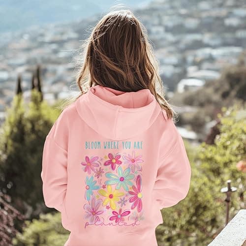 Sulayesh Girls Christian Flower Graphic Hoodie Kids Aesthetic Floral Inspirational Hoodies Cute Preppy Positive Sweatshirt thumbnail 5